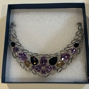 Elegant Purple and Gold Statement Necklace